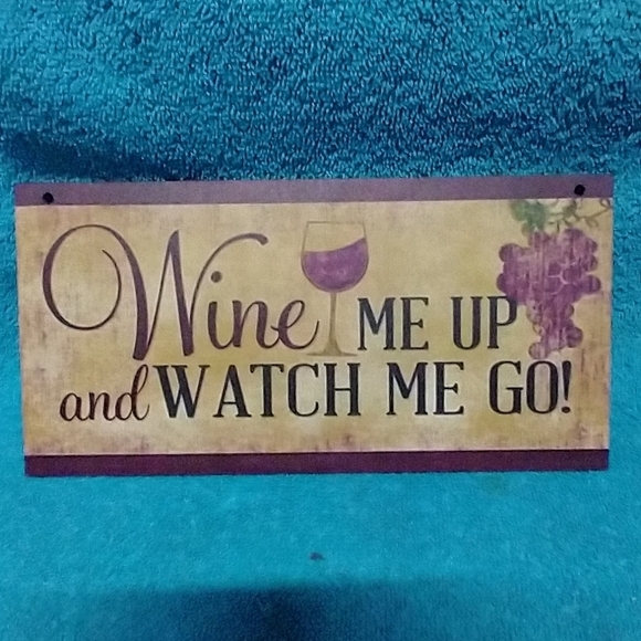 Decorative Wine Sign with Purple Grapes Wood - Picture 1 of 2